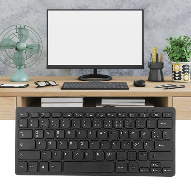 Durable 78 Key Wired Mini USB Keyboard, Legible Text, Plug and Play, for Office, Home, Laptops and Desktops