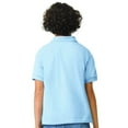 thumbnail image 4 of Gildan Youth DryBlend Jersey Polo Classic Fit Tee, Breathable Cotton-Poly Welt Collar T-Shirt, Light Blue, M, 4 of 5