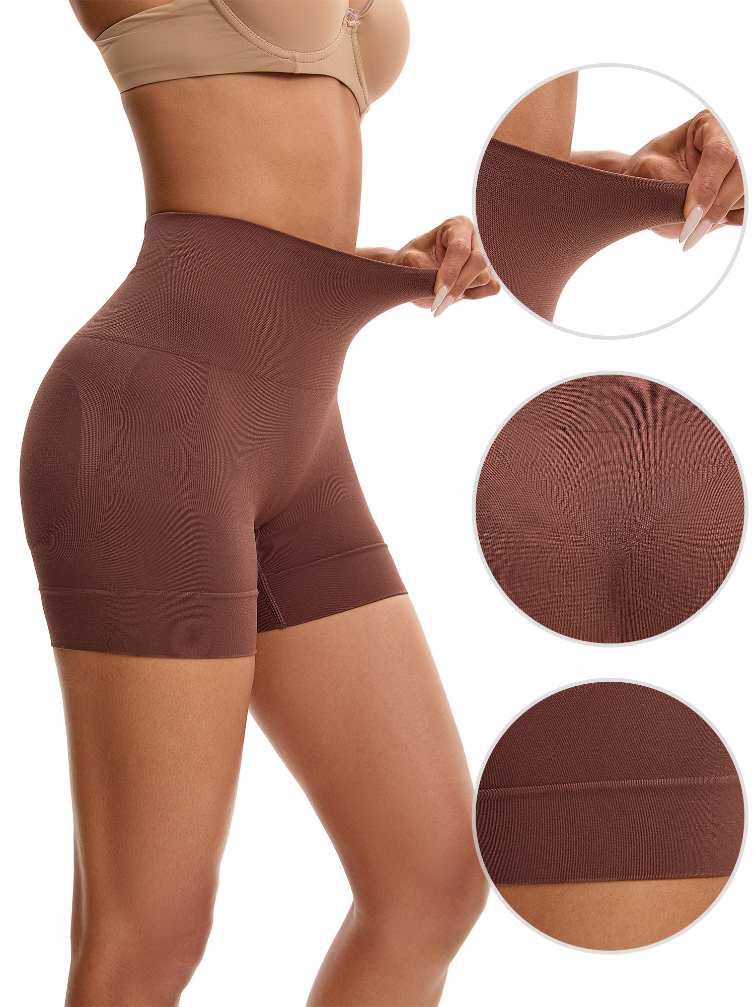 Unique Bargains High Waisted Seamless Control Panties L Coffee