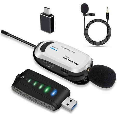 Alvoxcon Wireless Lapel Microphone for PC, Computer Android Smartphone, Laptop & Speaker