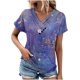 thumbnail image 1 of Camiseta de Manga Corta Suelta con Cuello en V Impresa, Blusa Casual para el Hogar Y el Uso Diario, 1 of 4