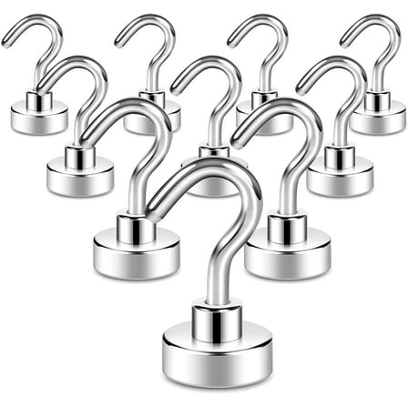 Magnetic Hooks, Niyattn 22 lb Strong Magnet with Hook for Fridge, Heavy Duty Cruise Hook for Ceiling, Magnetic Hanger Metal Hook for Curtain and Towel, Cup, Wall (White, Pack of 10)