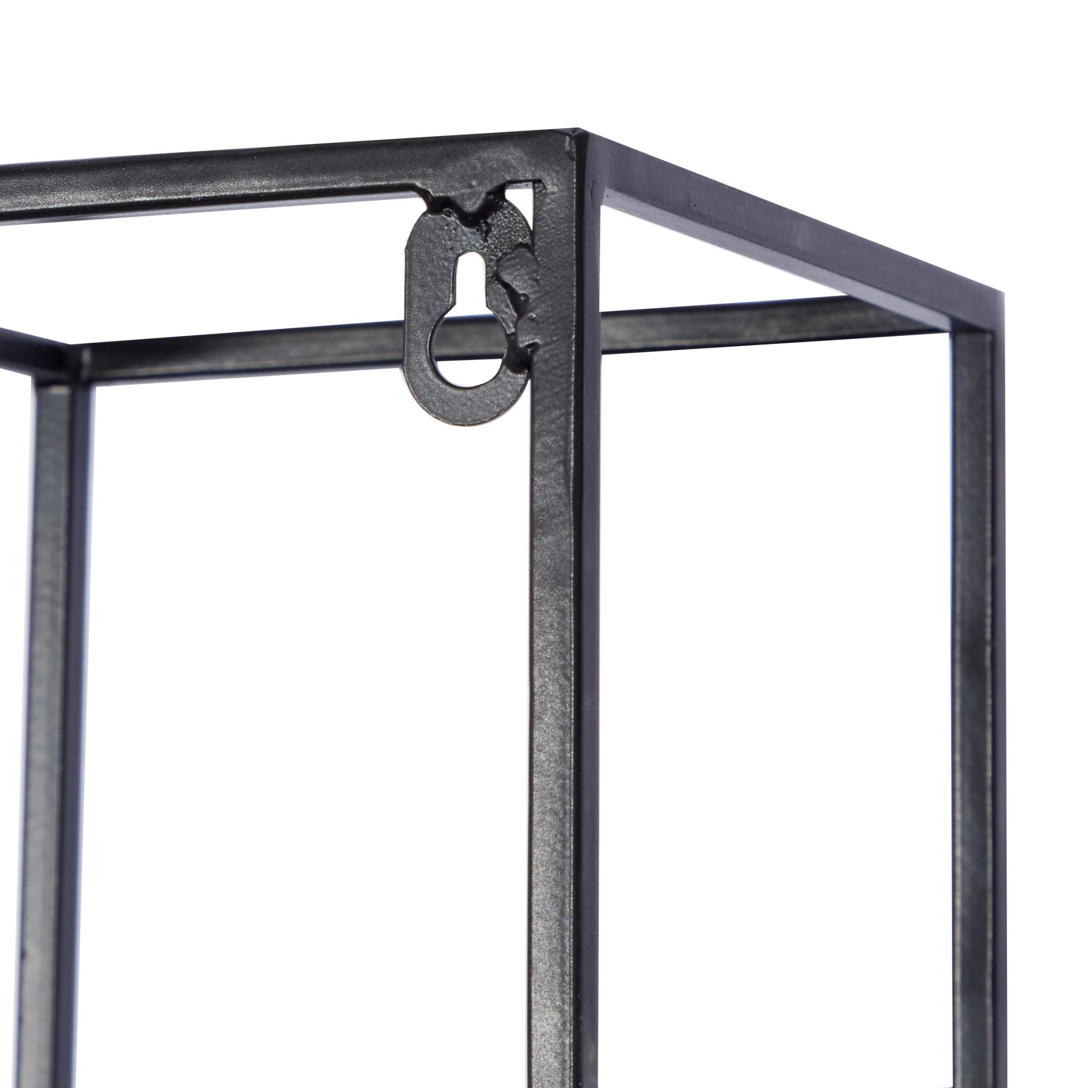 DecMode 36" x 16" Black Metal Geometric 7 Bottle Wall Wine Rack with 5 Glass Holder Slots, 1-Piece