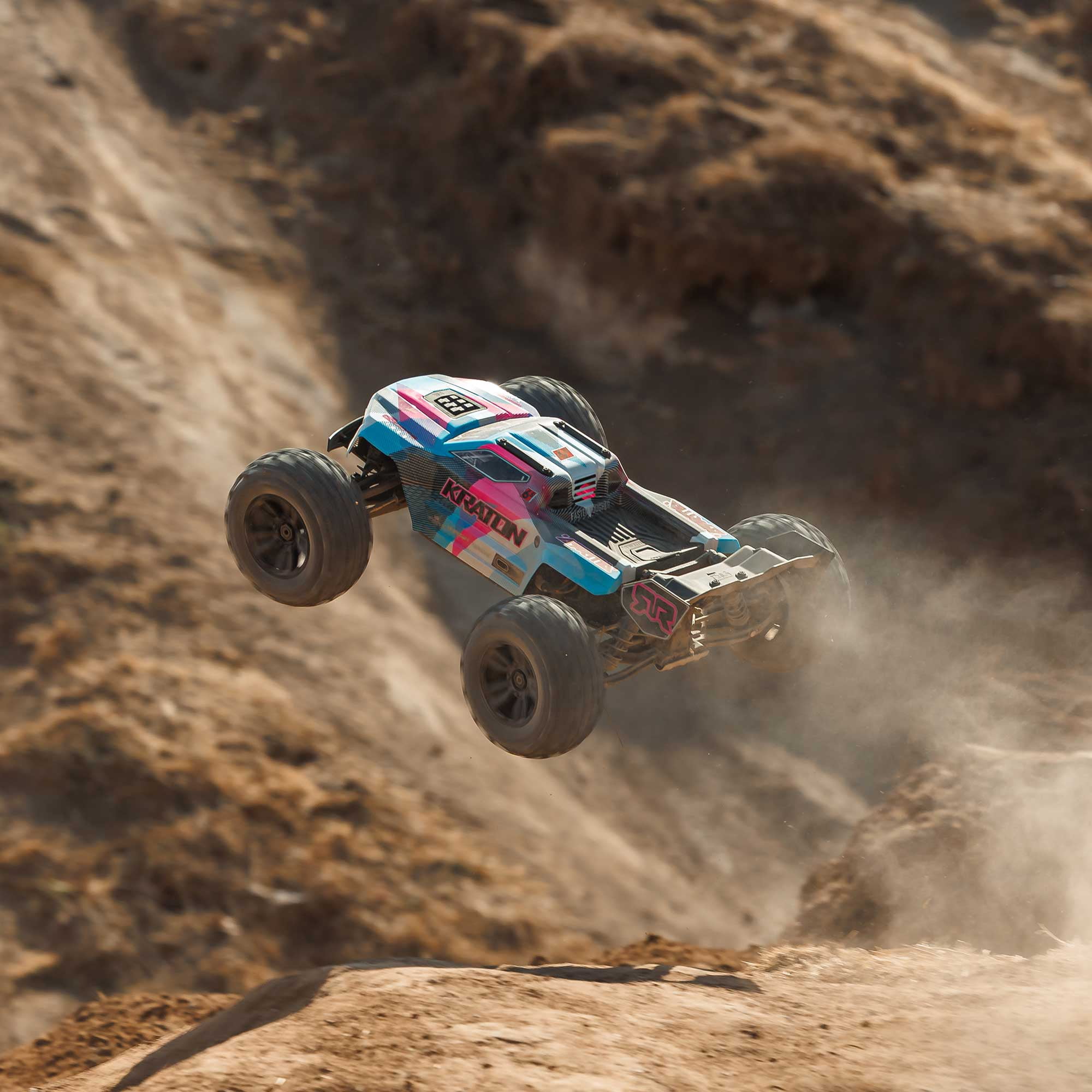 ARRMA RC Truck 1/8 KRATON 4X4 6S BLX BRUSHLESS V6 SPEED TRUCK RTR Battery and Charger Not Included Blue/Pink ARA8608V6T2