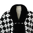 thumbnail image 4 of UTSJKR Women's Plaid Faux Fur Trim Cape Poncho, Winter Warm Open Front Shawl Coat, Pearl Decor Loose Outerwear for Party Daily Occasion Black, 4 of 4