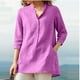 thumbnail image 1 of Camisetas de lino y algodón para mujer, ropa informal lisa, ropa de calle a la moda para primavera y otoño, 1 of 4