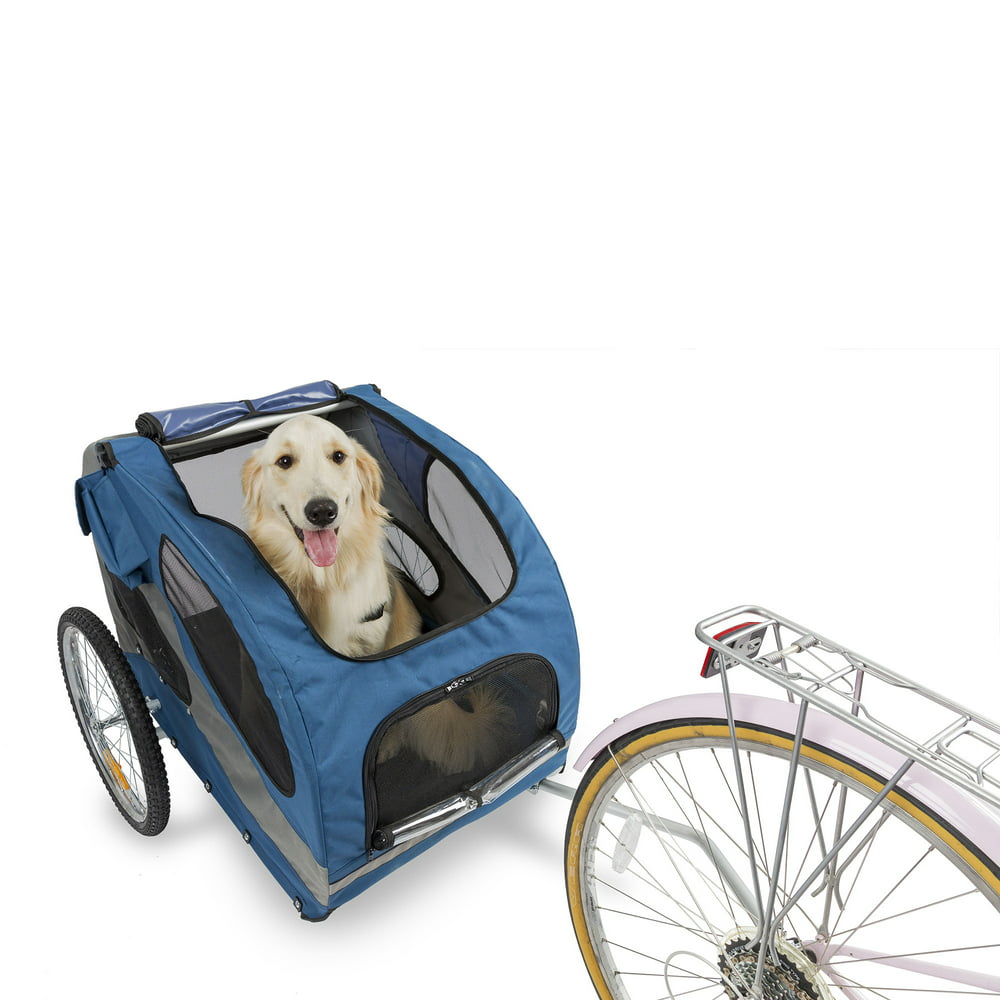 PetSafe Happy Ride Dog Bicycle Trailer, Blue, Large, 34.50"L x 10"W x 25.25"H - Walmart.com