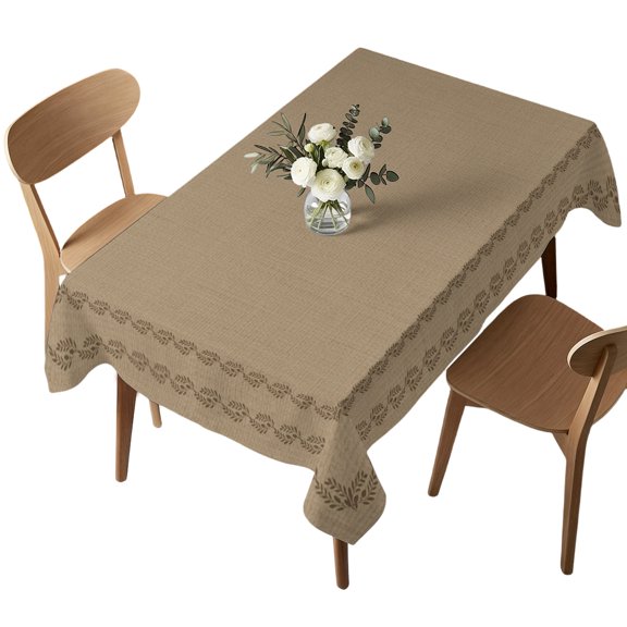 Waterproof Tablecloth Minimalist Brown Background Rectangle Table Cloth 52x70in,Wipeable Washable Table Cover Retro Linen Style Tablecloths for Dining Tables Kitchen Picnic Camping Outdoor Party