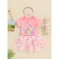 thumbnail image 3 of Bagilaanoe 3Pcs Newborn Baby Girls Easter Clothes Letters Print Long Sleeve Romper Tops + Sequin Tutu Skirt + Headband 3M 6M 12M 18M Infant Casual Skirt Set, 3 of 9