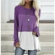 thumbnail image 2 of Camiseta de mujer de manga larga, cuello redondo, color en contraste, camiseta de algodón, morado, L Scienceny AP000711-12, 2 of 7