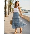 thumbnail image 4 of DARING DIVA Women's Midi Elastic A-Line Ruffle Flowy Skirts Small Blue, 4 of 8