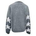 thumbnail image 6 of Women Sweater Star Jacquard Knit Sweaters Pullover Crew Neck Knitted Tops Fall Sweater White S, 6 of 7