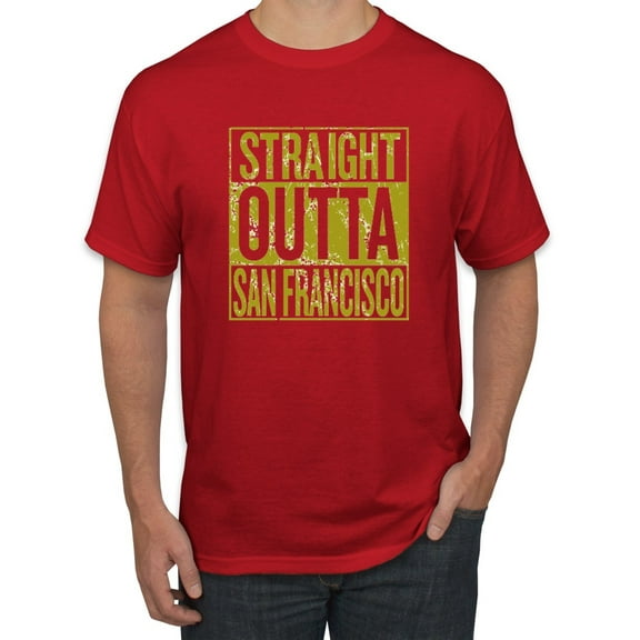 Straight Outta San Francisco SF Fan | Fantasy Football | Mens Sports Graphic T-Shirt, Red, Large