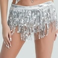 thumbnail image 6 of Women Sequin Tassel Hip Skirt Scarf Sparkly Wrap Rave Belly Dance Skirt Festival Party Costume, 6 of 6