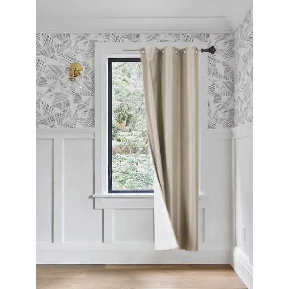 Gorgeous Home Linen Taupe 1-Piece Solid Blackout Grommet-Top Window Curtain Panel 37" W X 95" L