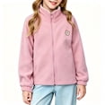 thumbnail image 2 of Kids Fleece Jacket Winter Stand Collar Zip Up Coat Long Sleeve Cute Bear Embroidered Outerwear Daily Casual School Outwear for Boys Girls, 2 of 7