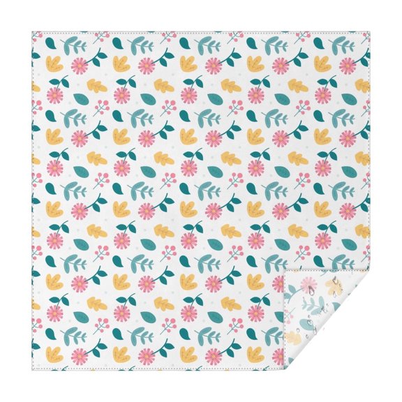 Floral Square Tablecloth 42x42in(107x107cm) – Waterproof Polyester Printed Table Cover, Wrinkle Resistant & Washable for Kitchen Dining Picnic Party Decor, Thanksgiving,Christmas, Spring,Flower