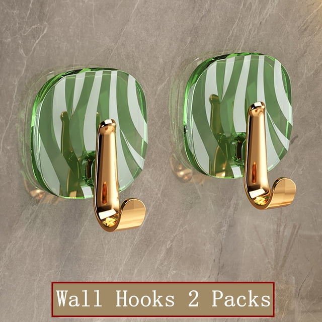 Djiypn Adhesive Hooks Heavy Duty 15lb(Max) Wall Hooks, 2 Pack Self Adhesive Plastic Towel Rack for Coat Robe, Waterproof Oilproof Rustproof for Bathroom Shower Kitchen Office