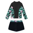 thumbnail image 4 of YONGHS Girls 2 Pcs Swimsuit Summer Floral Printed Long Sleeve Swim Top with Boyleg Shorts Suit Zipper Lily 16, 4 of 7