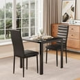 thumbnail image 3 of Dining Table Set for 2, 3 Pieces Glass Kitchen Table and PU Leather Chairs Set for Small Space, Black, 3 of 6