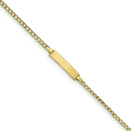 - 10k Yellow Gold Curb Link Id Bracelet 6 Inch Fine Jewelry For Women Gift Set