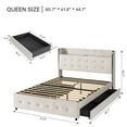 thumbnail image 5 of TROPOW Queen Size Bed Frame,Upholstered Platform Bed Frame with Trundle and 4 Storage Drawers,Bed Frame with Diamond Tufted Headboard,Wooden Slats Support,No Box Spring Needed,Easy Assembly,Beige, 5 of 10