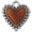 Brown, variant on Silver-tone Red Heart with Beaded Border - Gold-tone Clip on Charm with Mini Year 2025
