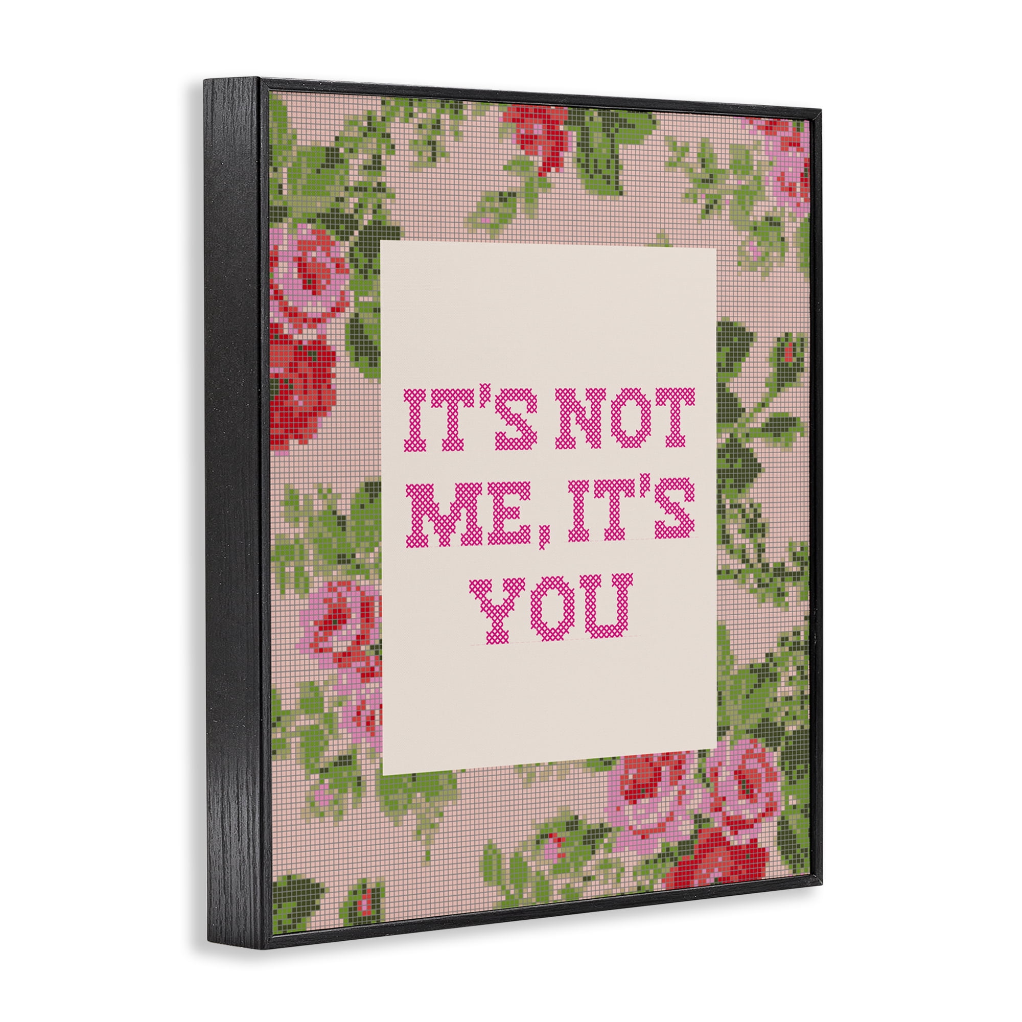 Stupell Industries Not Me It's You Faux Cross Stitch Black Framed Giclee Art, design by Lil' Rue