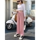 thumbnail image 4 of Pantalones Anchos de Punto Gofre para Mujer, con Cintura Elástica Alta y Cordón Ajustable. Rosa XXL, 4 of 7