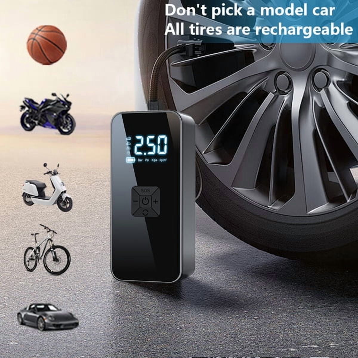 Ambifirner Portable Air Compressor Tire Inflator, 150 PSI & Cordless Easy Operation, Accurate LCD Screen-Air Pump For Cars,Bikes, Motorcycles, Balls