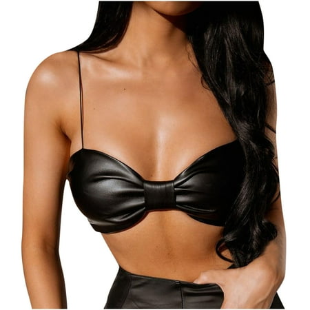 Fengqque Women s Fashion Soild Leather Tube Top Sling Sexy Lingerie Pajamas Vest