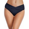 thumbnail image 2 of TODOZO Bikini Bottoms for Women Womens Cheeky Swimsuit Fold Front Bikini Bottoms Ruched Swim Bottoms Black Bikini Bottoms Low Rise Full Coverage Bikini Basic Swim Briefs Navy M, 2 of 9