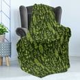 thumbnail image 4 of Sage Soft Flannel Fleece Throw Blanket, Patterned Green Leaves Nature Inspired Composition Fresh Trees Woodland, Cozy Plush for Indoor and Outdoor Use, 50" x 70", Apple Green Dark Green, by Ambesonne, 4 of 5