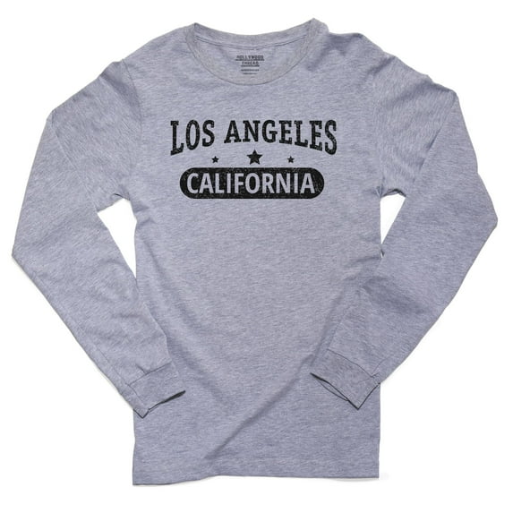 Trendy Los Angeles, Californina with Stars Men's Long Sleeve Grey T-Shirt