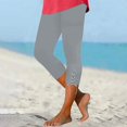 thumbnail image 2 of Summer Savings Clearance! Stamzod Women's Leggings Summer Solid Color High Waisted Stretch Capri Leggings Casual Slim Fit Plus Size Capris for Women Gray XXL, 2 of 7