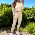 thumbnail image 4 of Quixlent Women's 2 Piece Outfits Long Sleeve Pullover Crop Top And Drawstring Sweatpants Set Fall Lounge Sweatsuit Set, 4 of 8