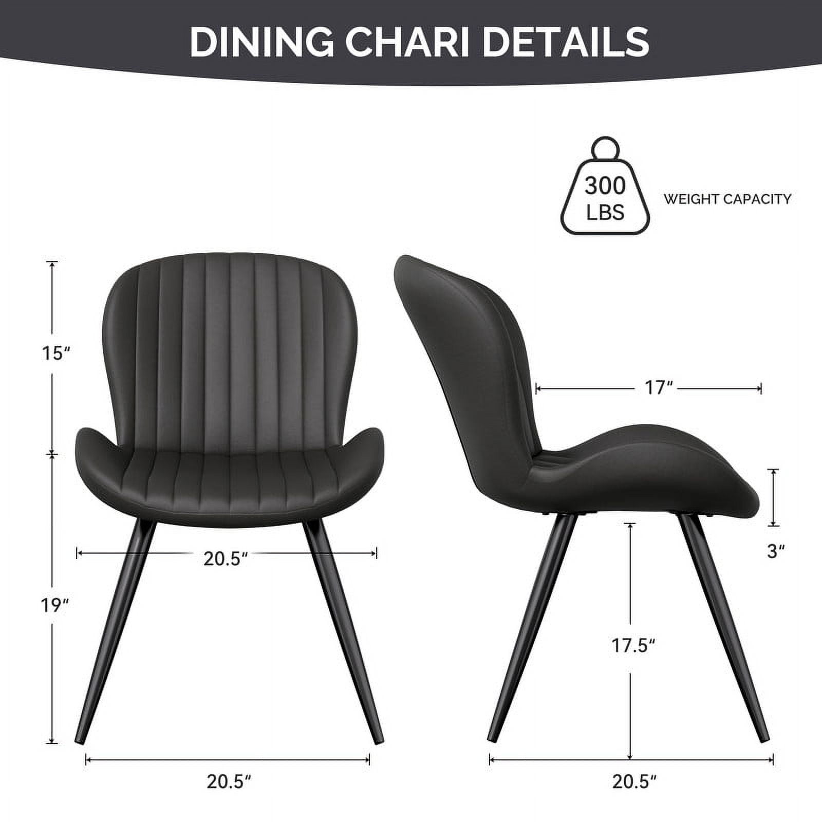 Hawsaiy Upholstered Dining Chairs Set of 6, Modern Kitchen Chairs with Backrest and Metal Legs, 19" Seat Height,Black
