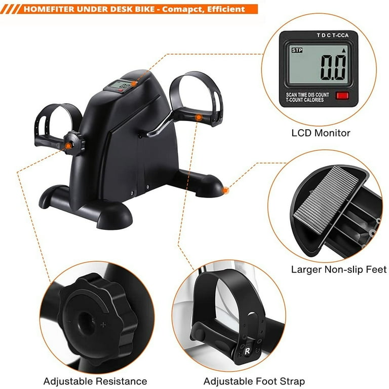 Novashion Mini Multi Function Stepper Exercise Bike Digital Under Desk Bike with LCD Screen Display Pedal Exerciser Peddler for Leg Arm and Knee