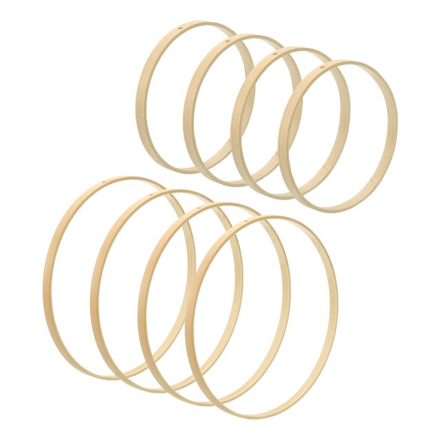 Aro floral de madera Uxcell de 6"/ 8", 8 piezas en 2 tamaños, anillos de atrapasueños de macramé redondos de bambú