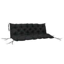 3-Seater Bench Cushion Outdoor Swing Replacement Pad - Black Patio Furniture Cushions with Backrest & Ties