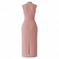 thumbnail image 4 of ClodeEU Women's Mock Neck Sleeveless Bodycon Dress ,Solid Color Spring Summer Slim Fit Midi Dress Pink,Women's Plus XXL, 4 of 6