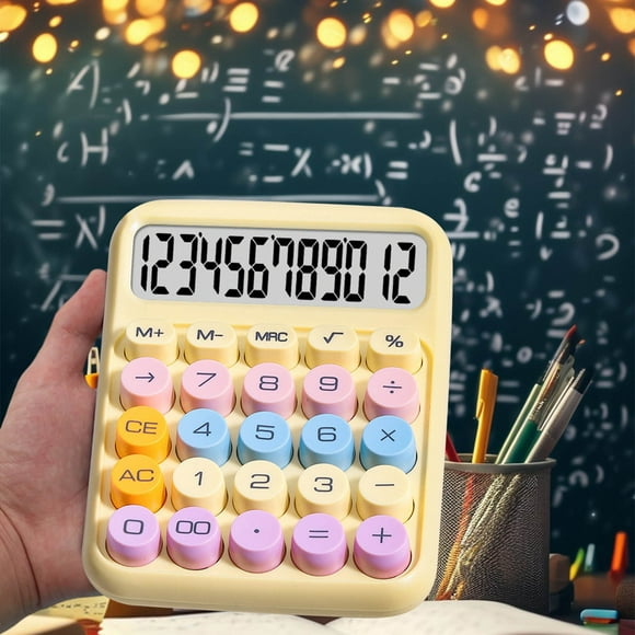 Basic Standard Calculators Mini Digital Desktop Calculator With 12-Digit LCD Display- Calculator Pocket Size For Home School For Kids