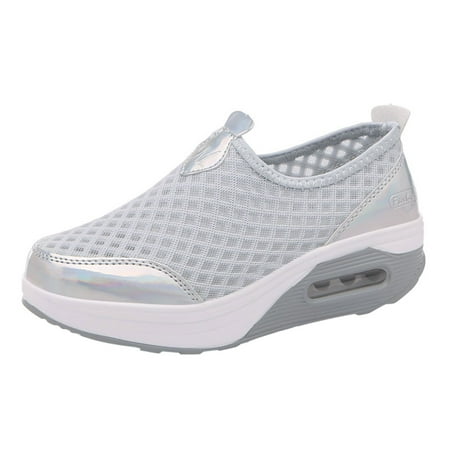 

JINMGG Sneakers for Women Plus Clearance Women s Shoes Sports Flying Woven Breathable Mesh Hollow Out Fashion Casual Running Shoes Gray 36