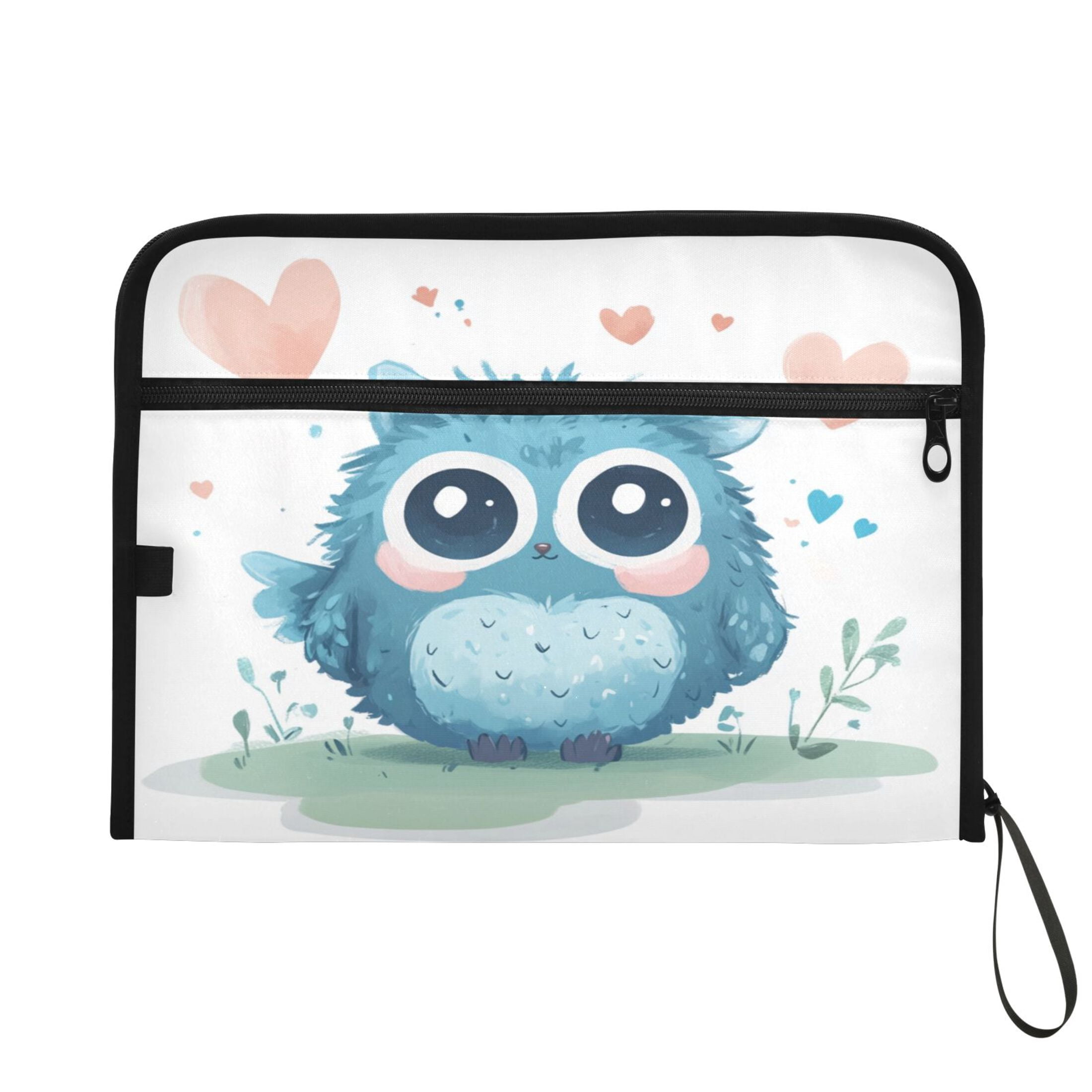 Organ Folder 14.2 x 0.8 x 10.6 Inches 13 Separate Pockets A4 Size Documents Folder A Sort Storage File Manager For The Home Office Beautiful Cute Blue Owl