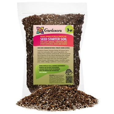 ⭐ Organic Premium Potting All Purpose Soil - SEED STARTER Soil for Leafy Greens, Tomatoes and Other Seedlings, Seeds and Starts - (3 Quart Bag)