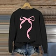 thumbnail image 4 of Women Sweatshirts Pullover Tops Shirts Round Neck Cute Bow Printed Long Sleeved Pullover Hoodless Loose Fit Tops Casual Fall Outfits Clothes Black-L, 4 of 5