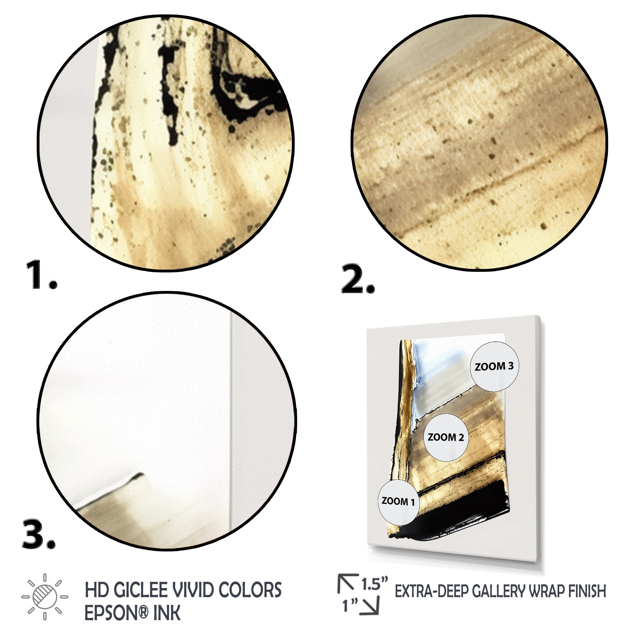 Designart Black And Gold Cubic Expression XI Canvas Wall Art