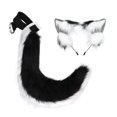 thumbnail image 2 of Juego de orejas y cola Faux Cat Ear Diadema Felpa Cola larga Regalos Aro para el cabello Orejas Pinza para el cabello para Lolita Mujeres Niñas Blanco negro Yinane Cola de disfraz, 2 of 8