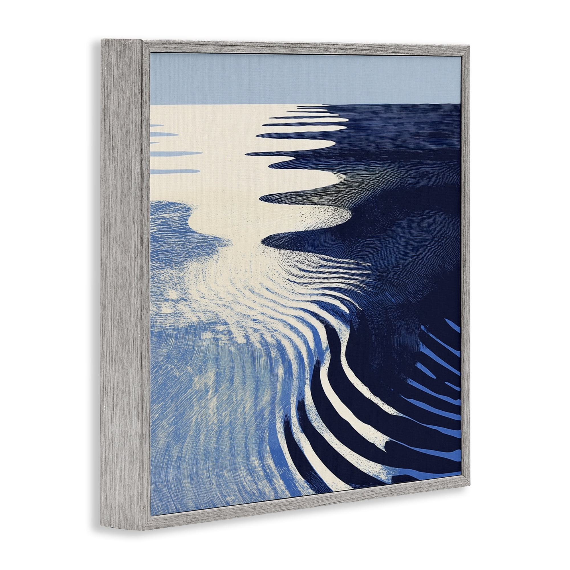 Stupell Industries Abstract Cobalt Ripples Gray Framed Giclee Art, design by Walker Noble