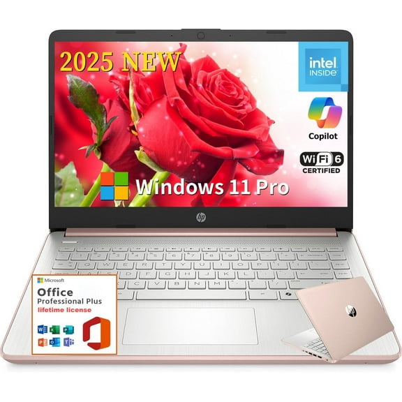 HP Student Business Laptop, Intel N150 Processor, 14 Inch LED, 16GB RAM, 384GB Storage(128GB UFS 256GB MSD), Wi-Fi 6, Copilot AI, Webcam, Office Pro Lifetime, Windows 11 Pro, w/Accessories